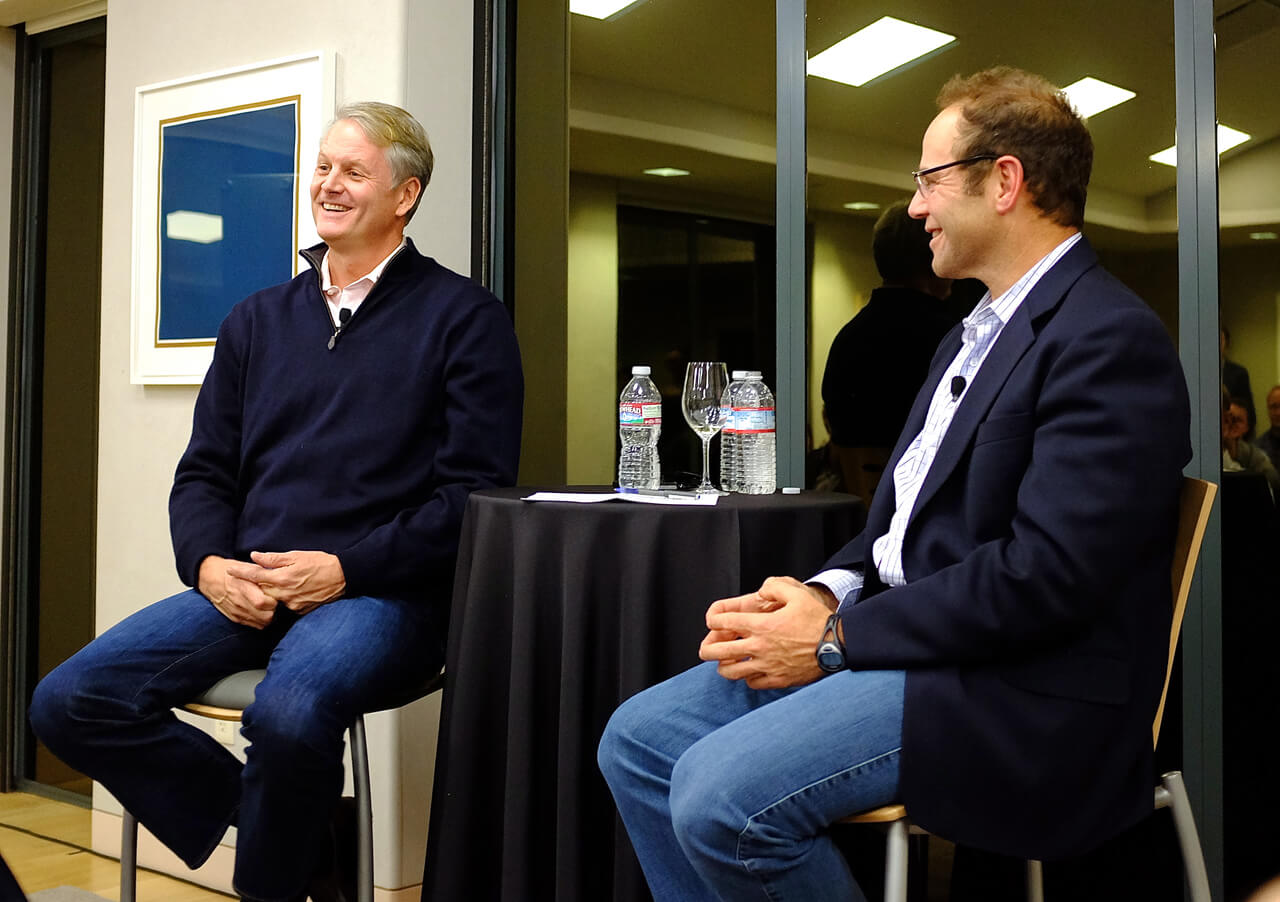 eBay CEO John Donahoe (l) with a16z GP Peter Levine